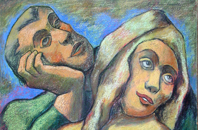 Pastel of a Man and a Woman